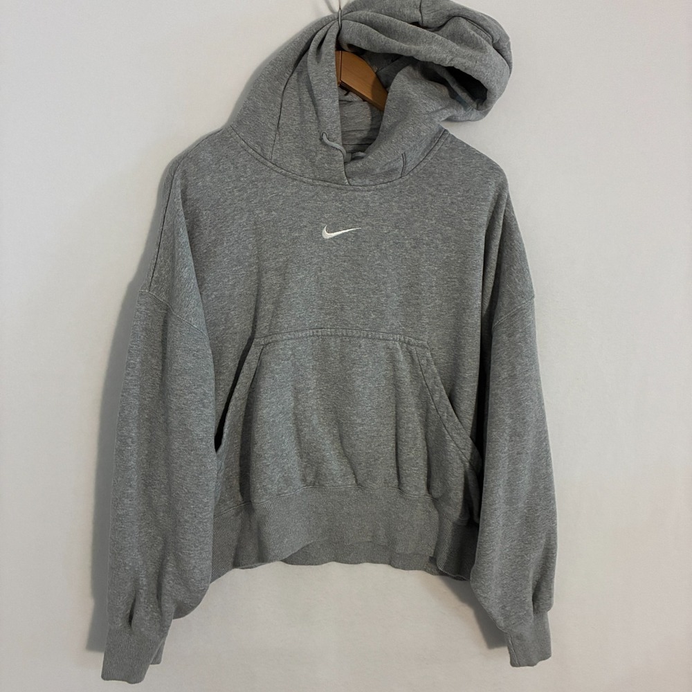 Nike Oversized Fleece Hoodie Women's Size S Center Swoosh Activewear Gym Lounge